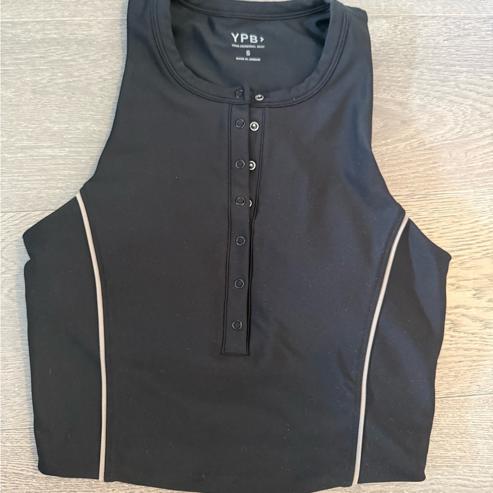 Abercrombie & Fitch Black Tank Top with White Accents